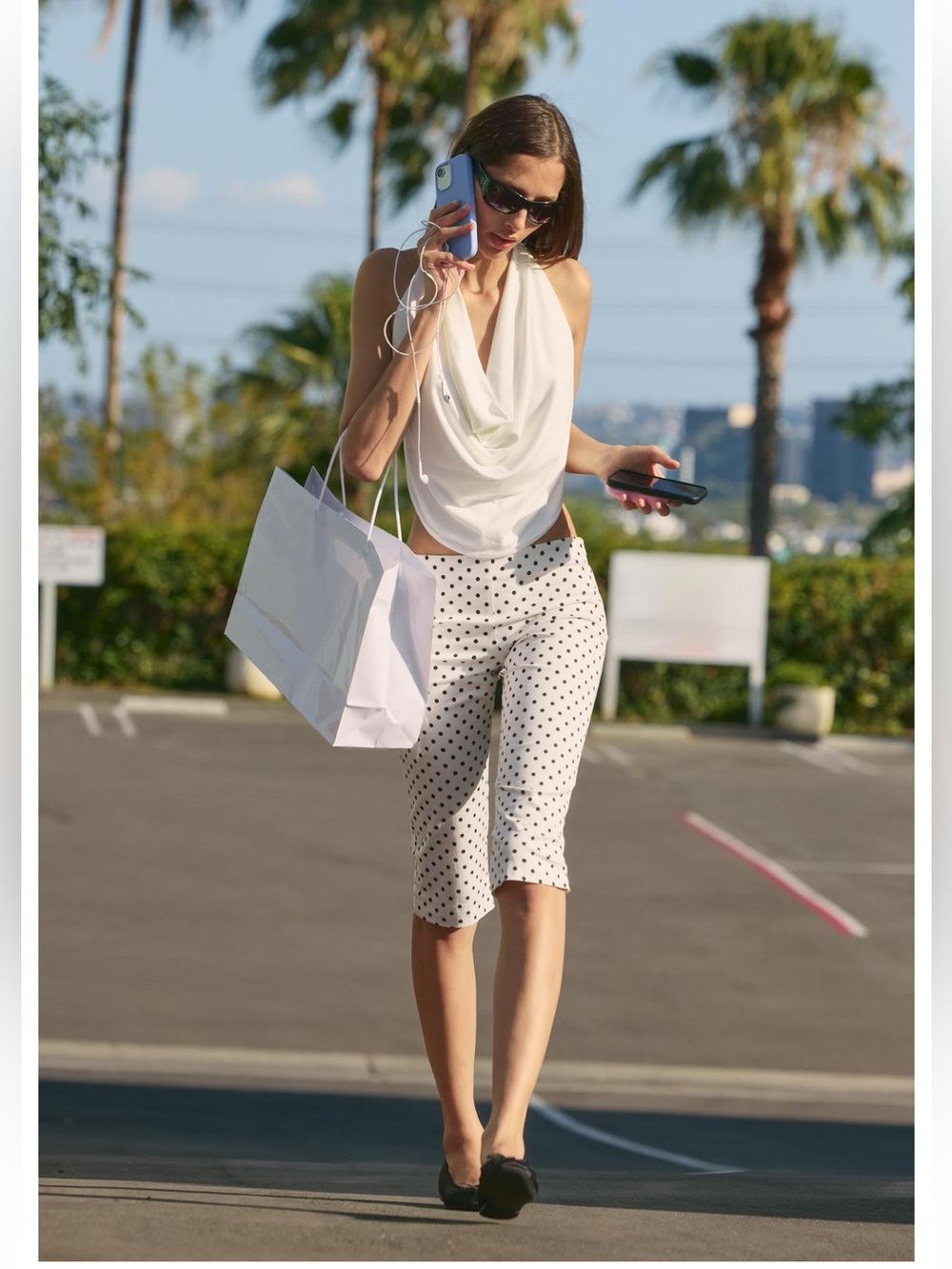 ZARA POLKA DOT CAPRI PANTS